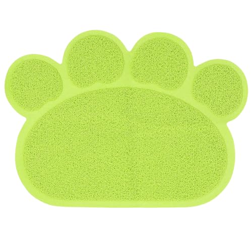 POPETPOP Paw-Shaped Katzenstreu-Matte rutschfeste Und wasserdichte Schmutzfänger-Matte Für Katzen Unter Katzentoiletten Futterstation Grün von POPETPOP