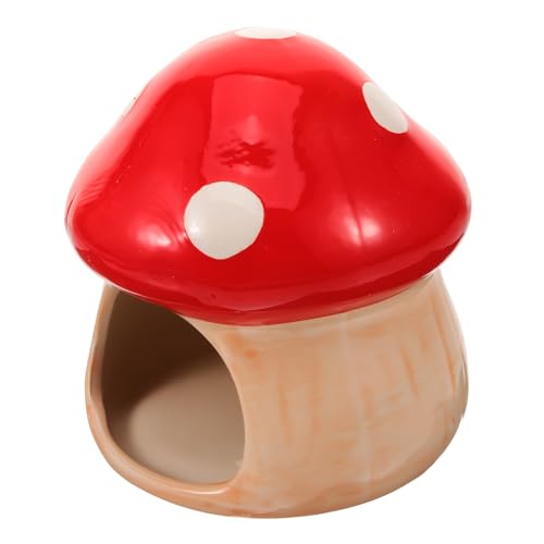 POPETPOP Keramik Haus Für Hamster Pilz-versteck Schlafbett Aus Keramik Spielplatz Für Kleintiere Ganzjahres-unterkunft Für Kleine Haustiere von POPETPOP
