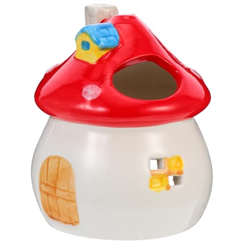 POPETPOP Stabile Hamstermöbel Keramik Schlafnest Für Haustiere Rote Oberseite Pilz-Design POPETPOP Stabile Hamstermöbel Keramik Schlafnest Für Haustiere Rote Oberseite Pilz-Design von POPETPOP