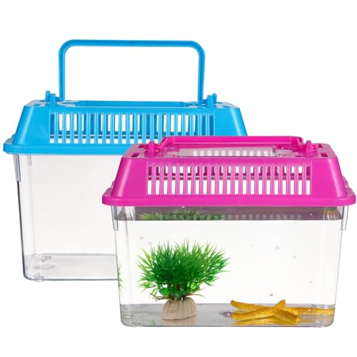 POPETPOP Tragbares Aquarium, Haustierbox, Fischbeobachtungsbox, Reptilien-Tragetasche, kleine Schildkrötenbecken, Hand-Aquarium POPETPOP Tragbares Aquarium, Haustierbox, Fischbeobachtungsbox, Reptilien-Tragetasche, kleine Schildkrötenbecken, Hand-Aquarium von POPETPOP