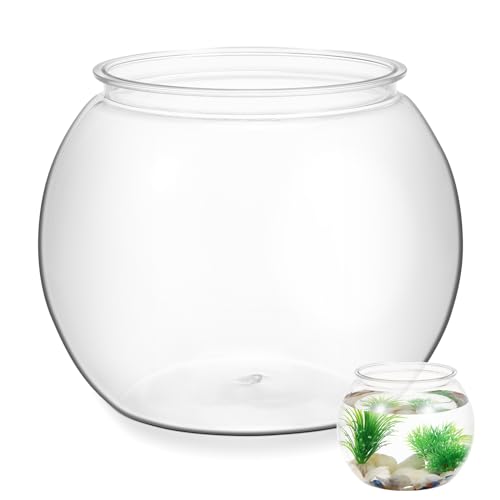 POPETPOP Transparentes rundes Aquarium, Bürodekoration, Fischschalen für Betta-Fisch, Desktop-Dekor, runde Schüssel, Terrarien, Desktop-Aquarium, Aquarium, Glastank, dekoratives Goldfisch-Tankglas von POPETPOP