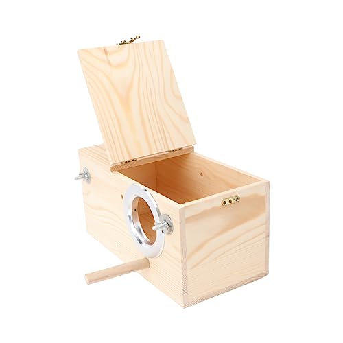 POPETPOP Outdoor Holz Vogelhaus Solid Wood Parrot Breeding Box Für Garten Und Zuhause Klappbares Design Öffnung Links Und Rechts von POPETPOP