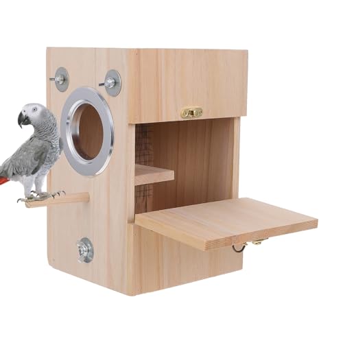 POPETPOP Vogelzuchtkasten Vogelversteck Vogelkäfig Zubehör Wellensittich Nisthaus Vogelzuchtnest Vogelnest Wellensittich Vogelhaus Vogelkäfige für Sittiche Vögel Brutkasten Holz Papagei von POPETPOP