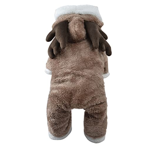 POPETPOP Welpenmantel Kleidung Entzückende Outfits Weihnachten Flanell äntel Elch Overalls Party Sweatshirt Weicher Samt Hoodie Weihnachten Urlaub Cosplay Süße Brownsize Hoodies mit von POPETPOP