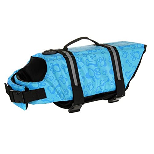 POPETPOP für Haustiere Hund Windeln reflektierende Schwimmweste Jacken Welpen-Schwimmweste-Badeanzug Trainings-Schwimmweste für Haustiere Atmungsaktives Sandwich-Mesh Blue von POPETPOP