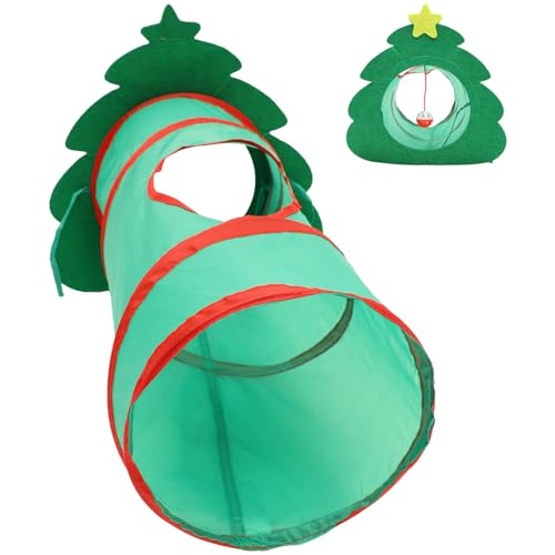 POPETPOP Haustier-katzentunnel Weihnachtsspielzeug Weihnachtsbaum-Design Faltbarer Katzen-verstecktunnel für Kätzchen POPETPOP Haustier-katzentunnel Weihnachtsspielzeug Weihnachtsbaum-Design Faltbarer Katzen-verstecktunnel für Kätzchen von POPETPOP