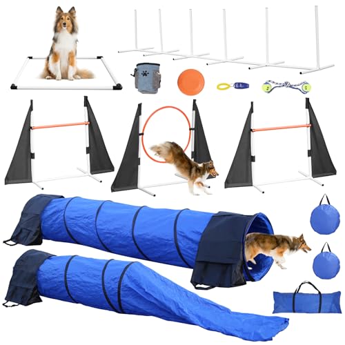 POPMOON Agility-Trainingsgerät für Hunde, Agility-Ausrüstung für Hinterhof- und Indoor-Training, professioneller Hinterhof-Kurs mit verstellbaren Sprüngen, faltbarem Tunnel, Aufbewahrungstaschen und POPMOON Agility-Trainingsgerät für Hunde, Agility-Ausrüstung für Hinterhof- und Indoor-Training, professioneller Hinterhof-Kurs mit verstellbaren Sprüngen, faltbarem Tunnel, Aufbewahrungstaschen und von POPMOON