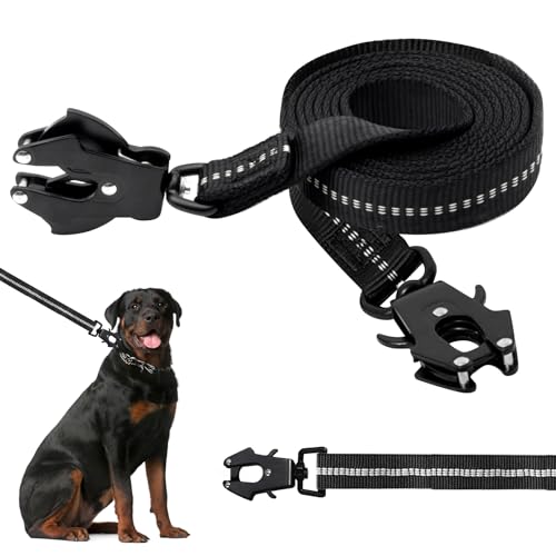 3M Taktische Hundeleine, Hundeleine Große Hunde, Reflektierend Doppelseitig Leine, Hundeleine Mit Sicherheitskarabiner, Hundeleine Sicherheitskarabiner Für Großen Mittelgroße Hunde (Schwarz) von PORFOYO