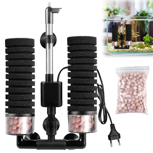 Aquarium Schwammfilter, Schwammfilter Aquarium Set, Elektrischer Aquarium Filter, Aquariumfilter Mit Filterkugel, Leiser Tauchschaum Doppelschwammfilter Für Biologische Und Mechanische Filterung Aquarium Schwammfilter, Schwammfilter Aquarium Set, Elektrischer Aquarium Filter, Aquariumfilter Mit Filterkugel, Leiser Tauchschaum Doppelschwammfilter Für Biologische Und Mechanische Filterung von PORFOYO