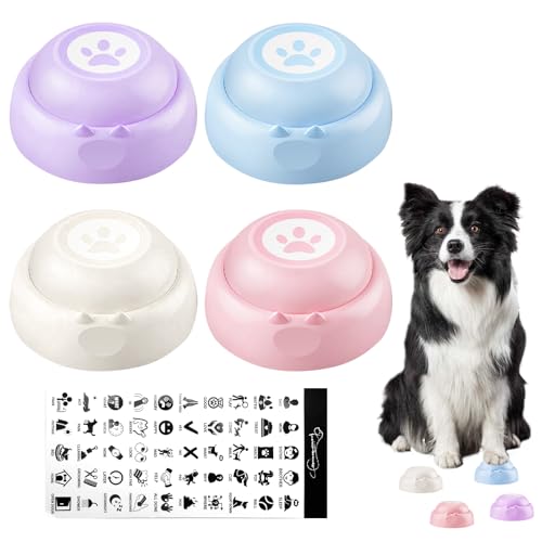 Buzzer Mit Aufnahmefunktion Hunde, 4 Stück Intelligenzspielzeug für Hunde, Hunde Buttons zum Sprechen, Buzzer mit Sound für Haustier Talking, Hundetasten für Kommunikation, Mehrfarbig Hundeknöpfen Buzzer Mit Aufnahmefunktion Hunde, 4 Stück Intelligenzspielzeug für Hunde, Hunde Buttons zum Sprechen, Buzzer mit Sound für Haustier Talking, Hundetasten für Kommunikation, Mehrfarbig Hundeknöpfen von PORFOYO