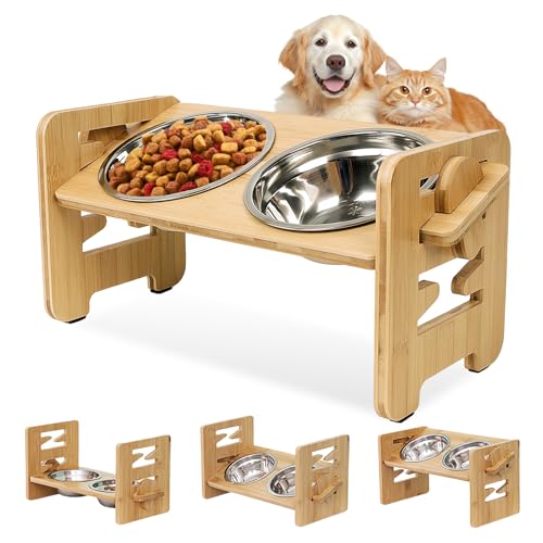 Erhöhte Hundenapf, Erhöhter Futternapf, Hundebar Höhenverstellbar Futternapf Hundenapf Erhöht Mit Ständer Futterstation Erhöhter Hundenapf Mit 2 Edelstahlnäpfen, 6 Verstellbaren Höhen Für Hunde Katzen Erhöhte Hundenapf, Erhöhter Futternapf, Hundebar Höhenverstellbar Futternapf Hundenapf Erhöht Mit Ständer Futterstation Erhöhter Hundenapf Mit 2 Edelstahlnäpfen, 6 Verstellbaren Höhen Für Hunde Katzen von PORFOYO
