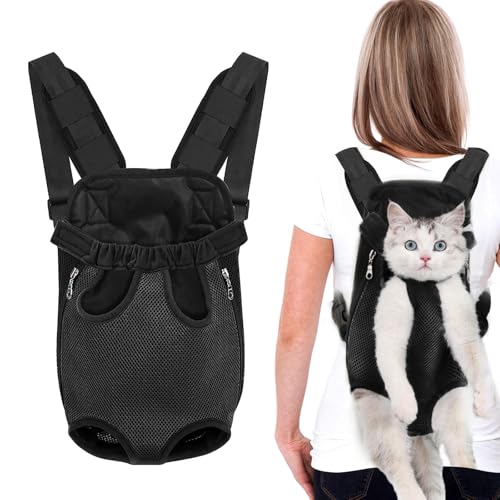 Hundetragetasche Katzenrucksack, Verstellbarer Haustierrucksack, Faltbare Haustier Rucksack Mit Reißverschluss, Haustier-Front-Hunderucksack Für Klein Mittler Hunde Katzen (S) von PORFOYO