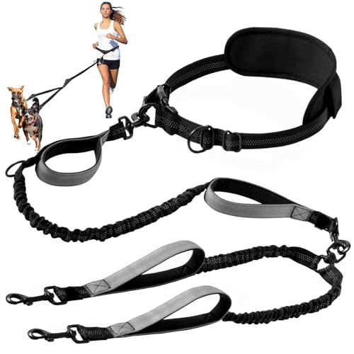 Joggingleine Hunde Mit Bauchgurt, Bauchgurt Hundeleine, Freihandleine Mit Bauchgurt, Freihandleine Hund, Leine Hund Mit Gürteltasche, Joggingleine Hunde, Laufleine Für Große HundeBis 50kg,Schwarz+Grau Joggingleine Hunde Mit Bauchgurt, Bauchgurt Hundeleine, Freihandleine Mit Bauchgurt, Freihandleine Hund, Leine Hund Mit Gürteltasche, Joggingleine Hunde, Laufleine Für Große HundeBis 50kg,Schwarz+Grau von PORFOYO