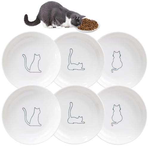 Katzennapf Keramik, 6 Stück Flacher Futternapf Katze Set im modernen Design, Katzennapf Flach zur Vorbeugung von Schnurrhaar-Stress, Cat Bowl für Futter und Wasser,für Katzen und Kleintiere Katzennapf Keramik, 6 Stück Flacher Futternapf Katze Set im modernen Design, Katzennapf Flach zur Vorbeugung von Schnurrhaar-Stress, Cat Bowl für Futter und Wasser,für Katzen und Kleintiere von PORFOYO