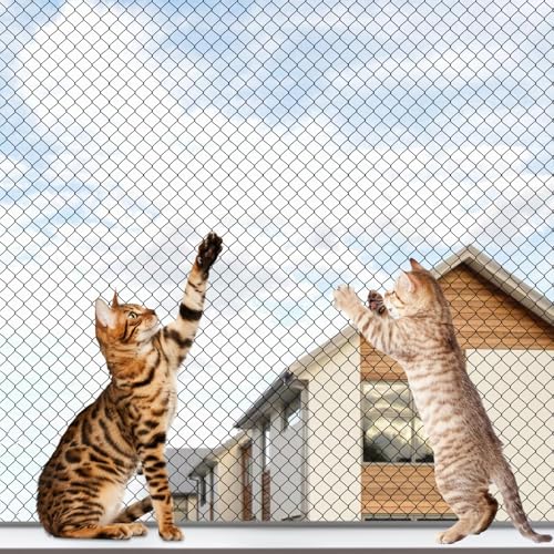 Katzennetz Für Balkon Ohne Bohren, Katzennetz Drahtverstärkt, Katzenschutznetz Für Katzen, 6x3m Schutznetz Rausfallschutz, Sicherheitsnetz, Vogelnetze Vogelschutznetz, Für Balkon Fenster Terrasse Tür von PORFOYO