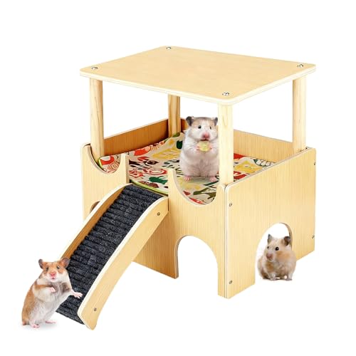 Meerschweinchen Haus, Groß Meerschweinchen Häuser Aus Holz Mit Treppe Rampe Und Matten, Mehrstöckiges Meerschweinchens Versteck Mit 3 Eingäng, Nagerhaus Häuser Für Kleine Haustiere Hamster Kaninchen Meerschweinchen Haus, Groß Meerschweinchen Häuser Aus Holz Mit Treppe Rampe Und Matten, Mehrstöckiges Meerschweinchens Versteck Mit 3 Eingäng, Nagerhaus Häuser Für Kleine Haustiere Hamster Kaninchen von PORFOYO