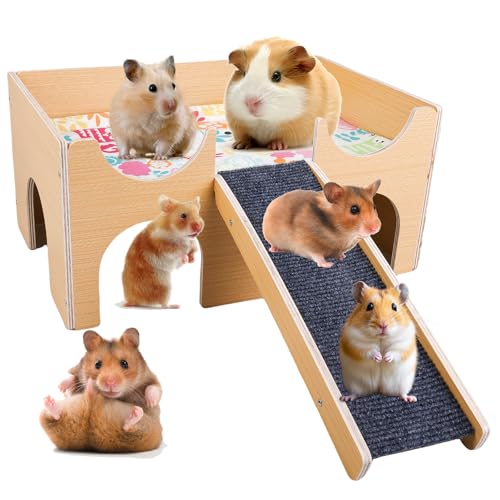 PORFOYO Meerschweinchen Haus, aus Holz mit Rampe und 4 Eingängen Versteck und Spielhaus für kleine Haustiere wie Hamster Haus Kaninchenhaus Degus Rennmäuse Hamster Spielzeug Zubehör 38 x 23,7 x 18 cm PORFOYO Meerschweinchen Haus, aus Holz mit Rampe und 4 Eingängen Versteck und Spielhaus für kleine Haustiere wie Hamster Haus Kaninchenhaus Degus Rennmäuse Hamster Spielzeug Zubehör 38 x 23,7 x 18 cm von PORFOYO