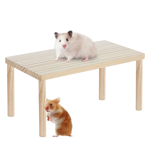 PORFOYO Plattform für Hamster, Plattform aus Holz, Plattform aus Hamsterholz, 35 x 18 x 17 cm, Plattformbrett für Hamster, Käfigzubehör für Meerschweinchen, Hamster von PORFOYO
