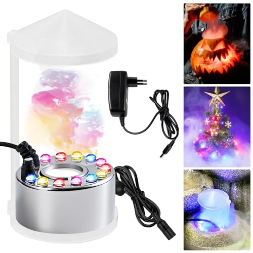 PORFOYO Ultraschall Vernebler, 12 LED Ultraschall Nebelmaschine, Nebler Ultraschall Vernebler, Mist Maker Wassernebler Fogger mit Abnehmbarem Spritzschutz für Springbrunnen,Teich, Nebel, Halloween PORFOYO Ultraschall Vernebler, 12 LED Ultraschall Nebelmaschine, Nebler Ultraschall Vernebler, Mist Maker Wassernebler Fogger mit Abnehmbarem Spritzschutz für Springbrunnen,Teich, Nebel, Halloween von PORFOYO
