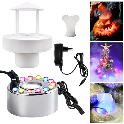 PORFOYO Ultraschall Vernebler - 12 LED Ultraschall Nebelmaschine, Nebler Ultraschall Vernebler, Mist Maker Wassernebler Fogger mit Abnehmbarem Spritzschutz für Springbrunnen,Teich, Nebel, Halloween PORFOYO Ultraschall Vernebler - 12 LED Ultraschall Nebelmaschine, Nebler Ultraschall Vernebler, Mist Maker Wassernebler Fogger mit Abnehmbarem Spritzschutz für Springbrunnen,Teich, Nebel, Halloween von PORFOYO
