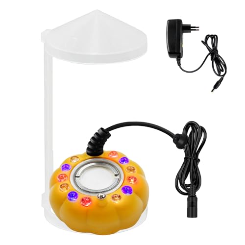 Ultraschall Vernebler, 12 LED Nebelmaschine, Ultraschall Nebler, Mini Nebelmaschine Kürbisform Nebelgenerator Aquarium Nebelmaschine Für Wasserbrunnen Halloween, Teiche, Wigwams, Aquarien(Gelb) von PORFOYO