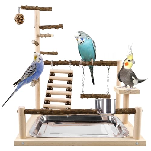 Vögel Spielplatz,Vogelspielplatz Mit Feeder Cups und Tablett,Papageien-Spielständer,Nymphensittich Spielplatz,Sitzstange Gym Ständer Für Papageien,Nymphensittiche, Aras,Cockatiels,Kegel,Finken Vögel Spielplatz,Vogelspielplatz Mit Feeder Cups und Tablett,Papageien-Spielständer,Nymphensittich Spielplatz,Sitzstange Gym Ständer Für Papageien,Nymphensittiche, Aras,Cockatiels,Kegel,Finken von PORFOYO