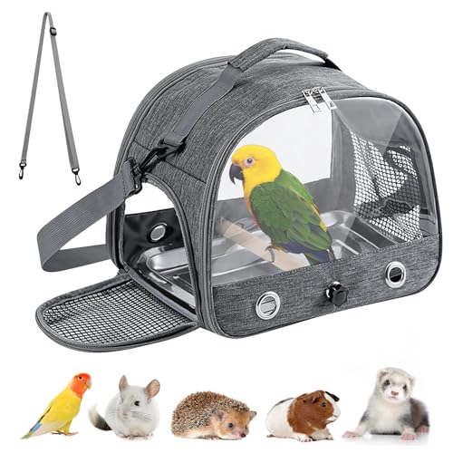 Vogel-Tragetasche, Tragbarer Vogelkäfig, Papageien-Trage-Reisetasche Für Papageien, Sittiche, Kleintiere für Reisen, Wandern, Camping, mit Stehstange Und Edelstahl-Tablett Vogel-Tragetasche, Tragbarer Vogelkäfig, Papageien-Trage-Reisetasche Für Papageien, Sittiche, Kleintiere für Reisen, Wandern, Camping, mit Stehstange Und Edelstahl-Tablett von PORFOYO