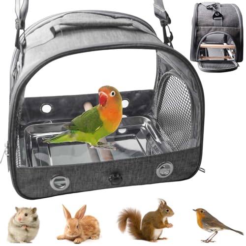 Vogel-Tragetasche Mit Stehstange Edelstahl-Tablett, Vogel Transportbox, Rucksack Vögel mit Holzstab, Tragbarer Vogelkäfig Für Papageien, Sittiche, Kleintiere Für Reisen, Wandern Camping 180° Faltbar Vogel-Tragetasche Mit Stehstange Edelstahl-Tablett, Vogel Transportbox, Rucksack Vögel mit Holzstab, Tragbarer Vogelkäfig Für Papageien, Sittiche, Kleintiere Für Reisen, Wandern Camping 180° Faltbar von PORFOYO