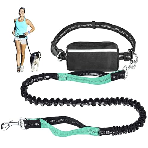 Freihändig Hundeleine mit Bauchgurt, Joggingleine Hunde für Große & Mittelgroße Hunde, hundeleine mit gürteltasche Reflektierend & Elastisch, Anti-Stress von PORUPAEL