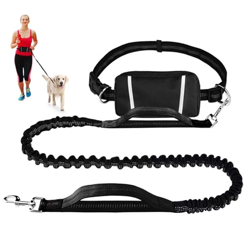 Freihändig Hundeleine mit Bauchgurt, Joggingleine Hunde für Große & Mittelgroße Hunde, hundeleine mit gürteltasche Reflektierend & Elastisch, Anti-Stress von PORUPAEL