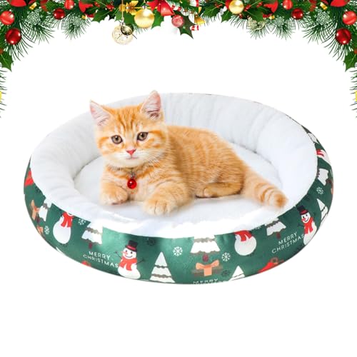 PORUPAEL Weihnachts Katzenbetten Waschbar Weihnachtsbett Hundebett Kleine Hunde Weihnachtshöhlenbett Plüsch Hundesofa Katzensofa Tierbett Für Hunde Welpen Katzen Kätzchen (Weihnachten Grün, S) von PORUPAEL