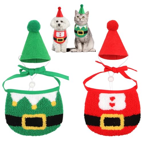 Weihnachtskostüm Katzen Hunde, 4 Stück Haustier Kostüm Weihnachten Kleidung Bandana Weihnachtsmütze Schal, Haustier Weihnachtskleidung Weihnachts Outfit Geschenk für Klein Hund Katze Weihnachtskostüm Katzen Hunde, 4 Stück Haustier Kostüm Weihnachten Kleidung Bandana Weihnachtsmütze Schal, Haustier Weihnachtskleidung Weihnachts Outfit Geschenk für Klein Hund Katze von PORUPAEL