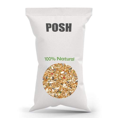 10kg Papageienfutter für mittelgroße Papageien mit Mariendistel, Saflor, Leindotter, gestreiften & weißen Sonnenblumenkernen, ideal für Nymphensittiche, Halsbandsittiche, Rosellas & Co. von POSH