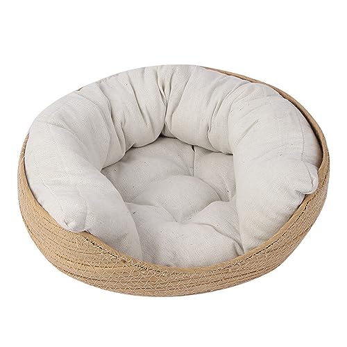 POTRUWE Rundes Hundebett, rundes Katzenkissen, handgewebtes Bett, Katzenhängematte, Klappbett zum Schlafen, Korb, Wiege, Kratzer, Umarmung, (L-Bett mit Kissen POTRUWE Rundes Hundebett, rundes Katzenkissen, handgewebtes Bett, Katzenhängematte, Klappbett zum Schlafen, Korb, Wiege, Kratzer, Umarmung, (L-Bett mit Kissen von POTRUWE