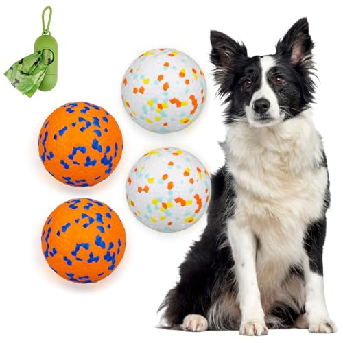 POUPUA Hundebälle (2 weiße + 2 orangefarbene, große Bälle (7,6 cm Durchmesser)) von POUPUA