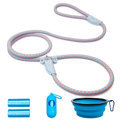 POUPUA Strapazierfähige Retrieverleine für Hunde, 9,5 cm x 1,8 m, strapazierfähig, starkes Seil, für große, mittelgroße Hunde, kein Ziehen, Trainingsleinen mit reflektierenden Fäden, Blau mit POUPUA Strapazierfähige Retrieverleine für Hunde, 9,5 cm x 1,8 m, strapazierfähig, starkes Seil, für große, mittelgroße Hunde, kein Ziehen, Trainingsleinen mit reflektierenden Fäden, Blau mit von POUPUA