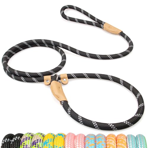 POUPUA Strapazierfähige Retrieverleine für Hunde, 9,5 cm x 1,8 m, strapazierfähig, starkes Seil, für große, mittelgroße Hunde, kein Ziehen, Trainingsleinen mit reflektierenden Fäden, Schwarz POUPUA Strapazierfähige Retrieverleine für Hunde, 9,5 cm x 1,8 m, strapazierfähig, starkes Seil, für große, mittelgroße Hunde, kein Ziehen, Trainingsleinen mit reflektierenden Fäden, Schwarz von POUPUA