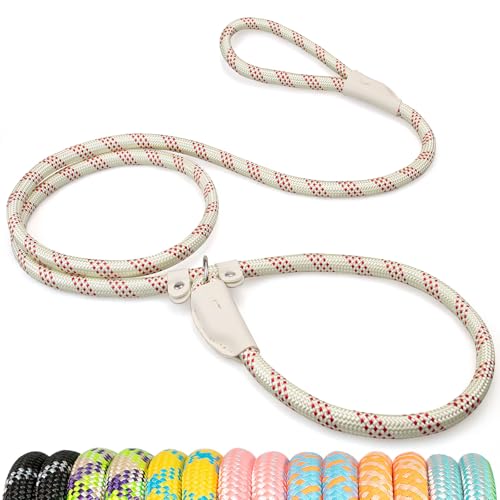 POUPUA Strapazierfähige Retrieverleine für Hunde, 9,5 cm x 1,8 m, strapazierfähig, starkes Seil, für große, mittelgroße Hunde, kein Ziehen, Trainingsleinen mit reflektierenden Fäden, Weiß mit roten POUPUA Strapazierfähige Retrieverleine für Hunde, 9,5 cm x 1,8 m, strapazierfähig, starkes Seil, für große, mittelgroße Hunde, kein Ziehen, Trainingsleinen mit reflektierenden Fäden, Weiß mit roten von POUPUA