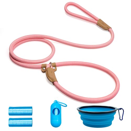 POUPUA Strapazierfähige Retrieverleine für Hunde, 9,5 cm x 1,8 m, strapazierfähig, starkes Seil, für große, mittelgroße Hunde, kein Ziehen, Trainingsleinen mit reflektierenden Fäden, rosa Set POUPUA Strapazierfähige Retrieverleine für Hunde, 9,5 cm x 1,8 m, strapazierfähig, starkes Seil, für große, mittelgroße Hunde, kein Ziehen, Trainingsleinen mit reflektierenden Fäden, rosa Set von POUPUA