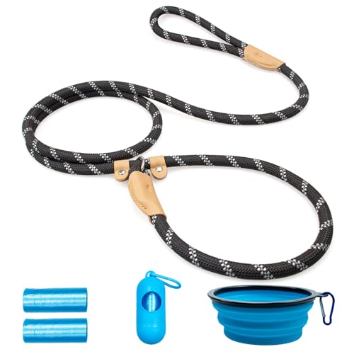 POUPUA Strapazierfähige Retrieverleine für Hunde, 9,5 cm x 1,8 m, strapazierfähig, starkes Seil, für große, mittelgroße Hunde, kein Ziehen, Trainingsleinen mit reflektierenden Fäden, schwarzes Set POUPUA Strapazierfähige Retrieverleine für Hunde, 9,5 cm x 1,8 m, strapazierfähig, starkes Seil, für große, mittelgroße Hunde, kein Ziehen, Trainingsleinen mit reflektierenden Fäden, schwarzes Set von POUPUA