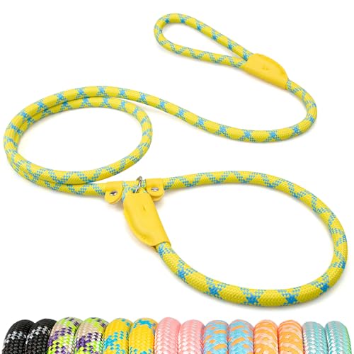 POUPUA Strapazierfähige Retrieverleine für Hunde, 9,5 cm x 1,8 m, strapazierfähig, starkes Seil für große, mittelgroße Hunde, kein Ziehen, Trainingsleinen mit reflektierenden Fäden (Gelb und Blau POUPUA Strapazierfähige Retrieverleine für Hunde, 9,5 cm x 1,8 m, strapazierfähig, starkes Seil für große, mittelgroße Hunde, kein Ziehen, Trainingsleinen mit reflektierenden Fäden (Gelb und Blau von POUPUA