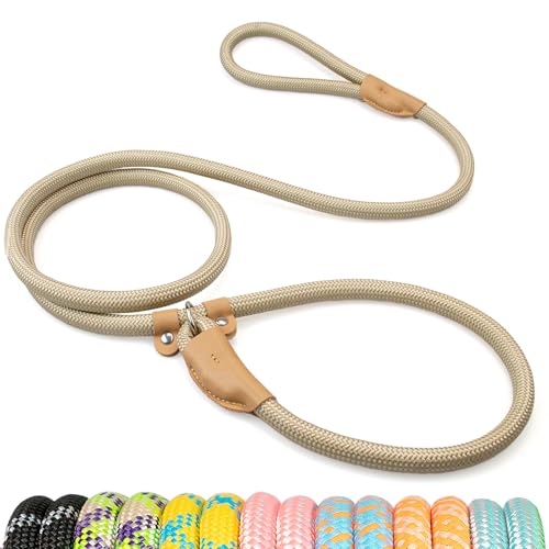 POUPUA Strapazierfähige Retrieverleine für Hunde, robust, starkes Seil, für große, mittelgroße Hunde, kein Ziehen, Trainingsleinen mit reflektierenden Fäden, Khaki, 1,27 cm x 1,8 m POUPUA Strapazierfähige Retrieverleine für Hunde, robust, starkes Seil, für große, mittelgroße Hunde, kein Ziehen, Trainingsleinen mit reflektierenden Fäden, Khaki, 1,27 cm x 1,8 m von POUPUA