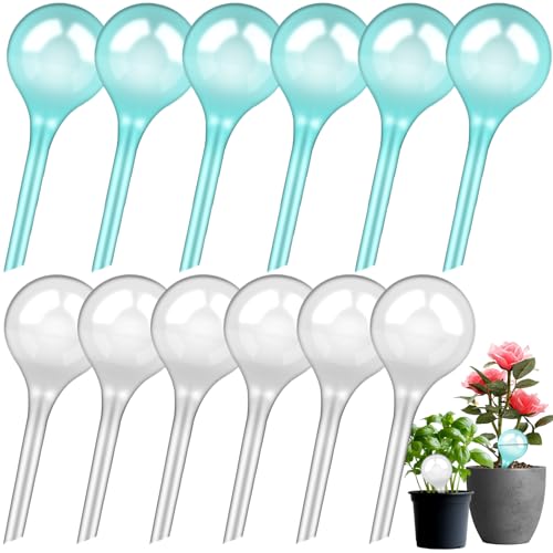 POWZOO 12 Stück Kleine Pflanzen Gießkugeln-13x5cm Pflanzen Bewässerungskugeln,Blau+Transparent PVC,Automatische Selbstbewässerung-Kugeln für Topfpflanzen,Wasserspender für Pflanzen 4-7 Tage. von POWZOO