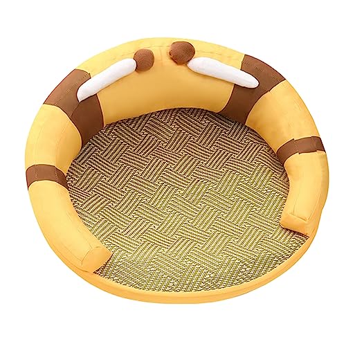 POYHKFD Cool Cat Nest Katzenkorbbett, Hundebettkorb, das Kalte Katzennest Im Sommer, Haustierkühlungsnest Katzennest für Den Sommer, Atmungsaktives Rattan-Katzennest, Runde Katzenbettpolster(Bienen) POYHKFD Cool Cat Nest Katzenkorbbett, Hundebettkorb, das Kalte Katzennest Im Sommer, Haustierkühlungsnest Katzennest für Den Sommer, Atmungsaktives Rattan-Katzennest, Runde Katzenbettpolster(Bienen) von POYHKFD