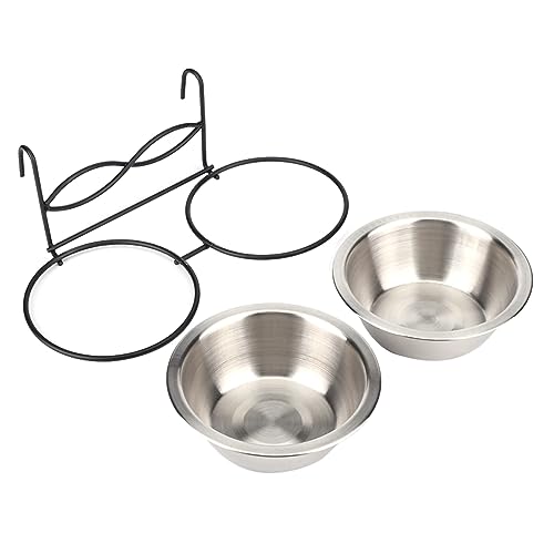POYHKFD Edelstahl-Hundenäpfe, Doppelt Hängender Futter- und Wassernapf aus Edelstahl, Diner Dish, Tierfutter-Wassernäpfe-Set mit Haken, Auslaufsichere Futter- und Wassernäpfe aus Edelstahl für Hunde U POYHKFD Edelstahl-Hundenäpfe, Doppelt Hängender Futter- und Wassernapf aus Edelstahl, Diner Dish, Tierfutter-Wassernäpfe-Set mit Haken, Auslaufsichere Futter- und Wassernäpfe aus Edelstahl für Hunde U von POYHKFD