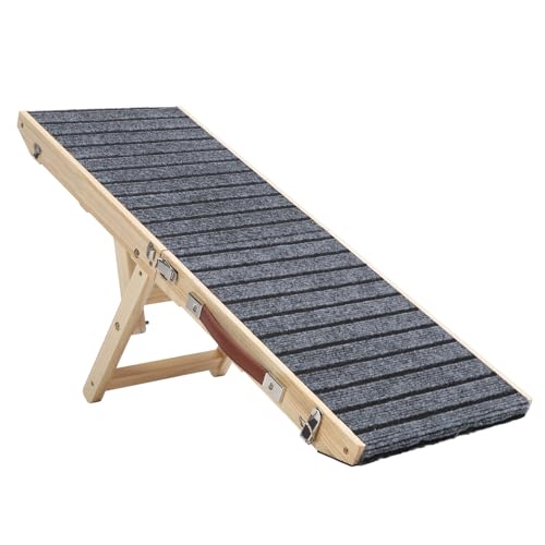 POYHKFD Hunderampe für Bett, Faltbare Haustierrampe aus Holz mit Verstellbarer Höhe, Klappbare Hunderampe, rutschfeste Holzrampe für Kleine Große Hunde und Katzen, Hunderampen POYHKFD Hunderampe für Bett, Faltbare Haustierrampe aus Holz mit Verstellbarer Höhe, Klappbare Hunderampe, rutschfeste Holzrampe für Kleine Große Hunde und Katzen, Hunderampen von POYHKFD