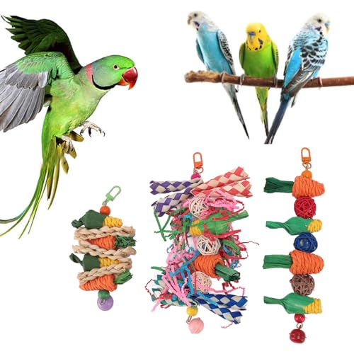 POYHKFD Vogelspielzeug, Papageien-Kauspielzeug-Set, Papageienkäfig-Futtersuch-Hängespielzeug, Vögel, die Futtersuchspielzeug Bissfest Zerkleinern, Angstreduzierende Vogelkäfig-Hängespielzeuge für Sitt POYHKFD Vogelspielzeug, Papageien-Kauspielzeug-Set, Papageienkäfig-Futtersuch-Hängespielzeug, Vögel, die Futtersuchspielzeug Bissfest Zerkleinern, Angstreduzierende Vogelkäfig-Hängespielzeuge für Sitt von POYHKFD