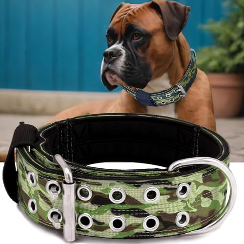 Hundehalsband für große Hunde, 5,1 cm breit, taktisches Halsband mit Griff für extra große Rassen, Militär, strapazierfähig, 0,6 cm Dickes Nylon, Tarnmuster, Größe L Hundehalsband für große Hunde, 5,1 cm breit, taktisches Halsband mit Griff für extra große Rassen, Militär, strapazierfähig, 0,6 cm Dickes Nylon, Tarnmuster, Größe L von PP COLOR