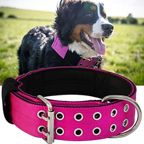 Hundehalsband für große Hunde – 5.1 cm Hot Pink Halsbänder mit Griff für extra große Rassen, strapazierfähiges K9-Nylon, taktisches Halsband, XL, Rottweiler, 55.9 - 68.6 cm von PP COLOR