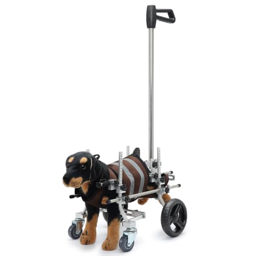 PP-Vic 4 Rad Hunde Kinderwagen/Rollstuhl, Leichtes Älteres Zettelrollstuhl, Behindertes Haustier -Laufrad, Tragbarer Trainingswagen Für Schwache Beinunterstützung,Braun von PP-Vic